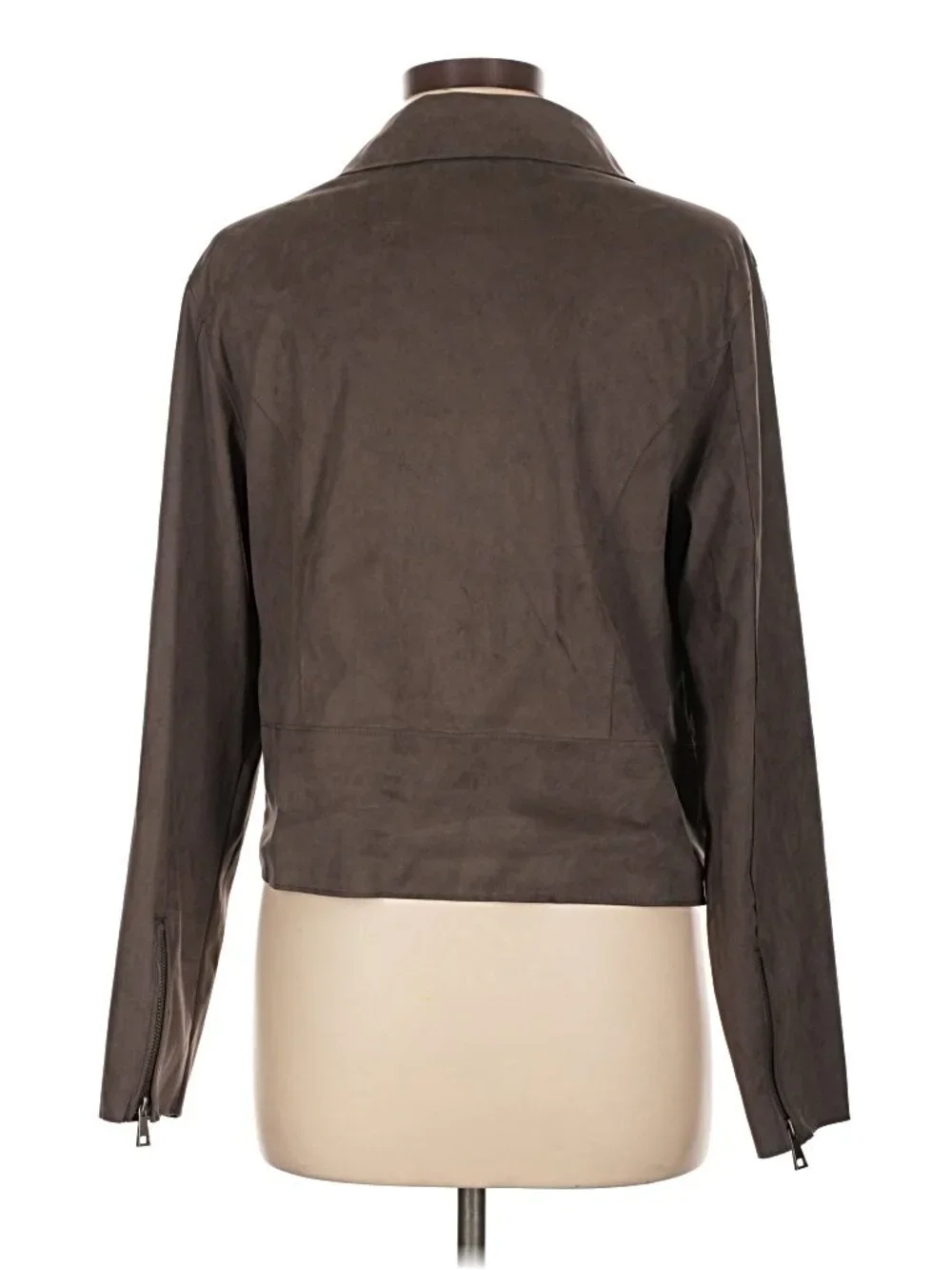 NWT Hutch Anthropologie Faux Suede Moto Jacket Taupe Gray Size L
